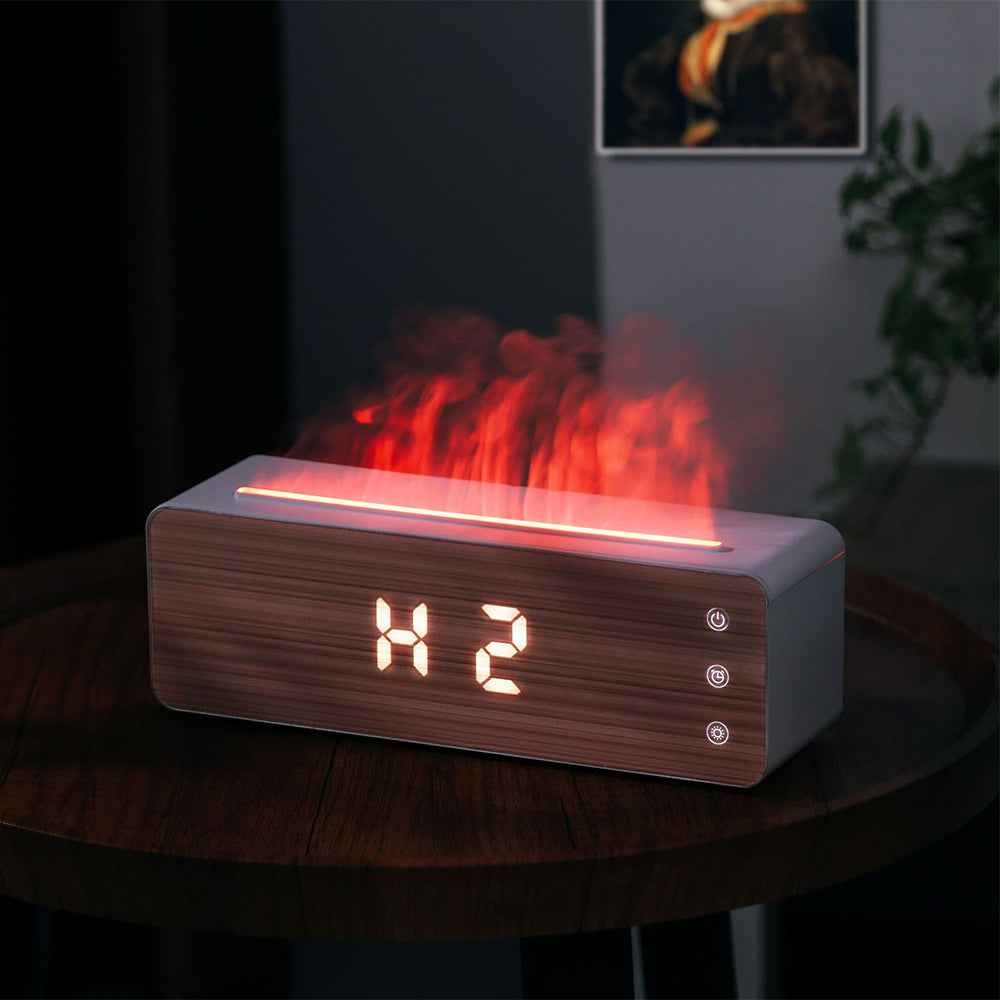 Flame Humidifier Flame Aromatherapy Machine With Clock Display  Desktop Aromatherapy Humidifier  Bedroom